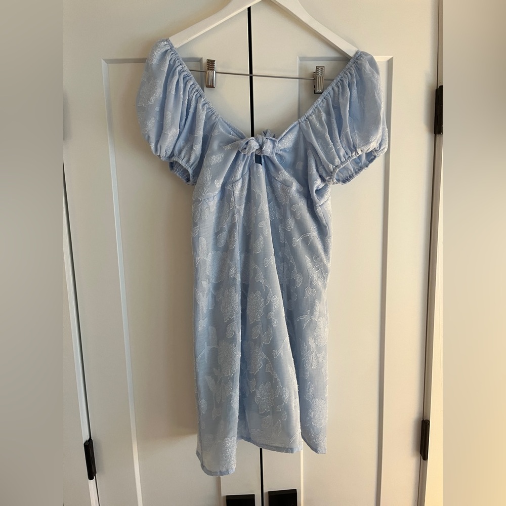 Urban Outfitters light blue puff sleeve mini dress in size medium.